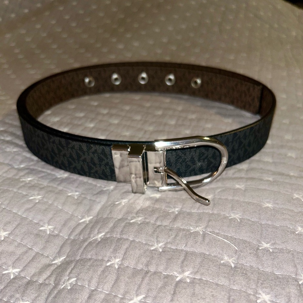 Michael Kors Black and Silver Women's Belt